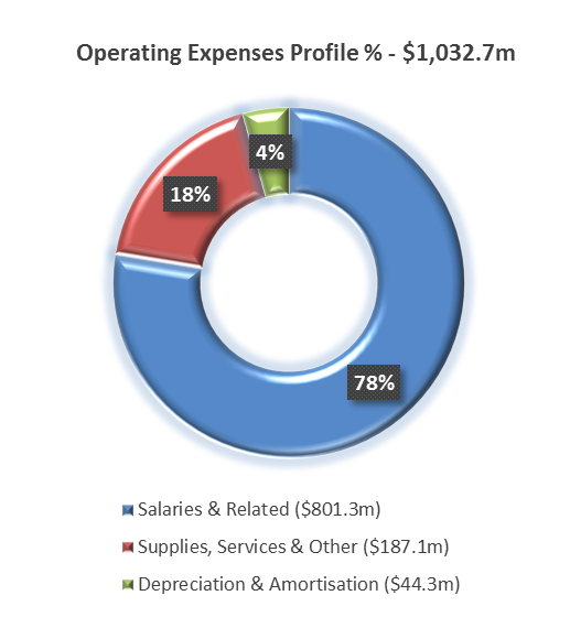 Donut chart displaying Operating Expenses Profile for 2021/2022